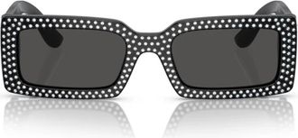 Dolce & Gabbana Geometric Rectangular Zonnebrillen in Black Acetate - Dames - Zonnebrillen - Zwart - 53 MM - Accessoires