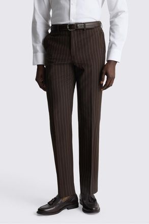 Moss Performance Tailored Fit Brown Stripe Trouser