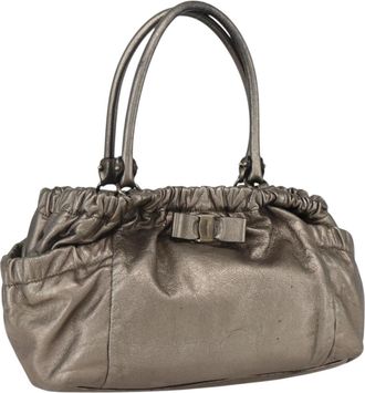 Ferragamo Vala Handbag Leather Gold Leather Handbag (Pre-Owned)