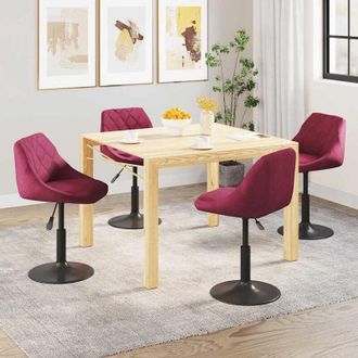 vidaXL Vidaxl - Sillas De Comedor Giratorias 4 Unidades Terciopelo Rojo Tinto