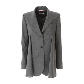 Vivetta Blazers, female, Gray, Size: XS Light Wool Blazer With Slices