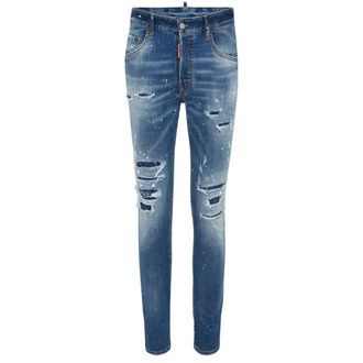 Dsquared2 Mens Skater Jean Destroyed Paint Effect Blue Jeans Cotton - Size 34 (Waist)
