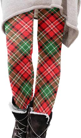 Generic Christmas Leggings for Women UK Christmas Leggings for Women, Ladies Costume Gym Printed Xmas High Waisted Red Yoga Pants Novelty Print Tights Skinny 