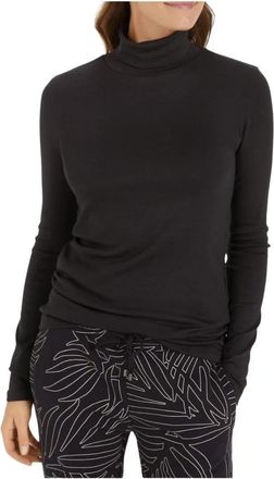 Juvia Modal en katoenen shirt met hoge hals - Dames - Coltruien - Zwart - 2XS - Katoen - Truien & Vesten