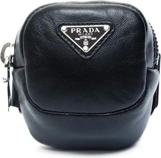 Prada Pouch mini con placca logo anni 2020 - Nero