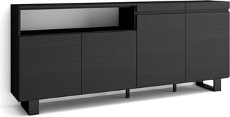 Skraut Home Aparador efecto madera negro 200x35x87cm con patas