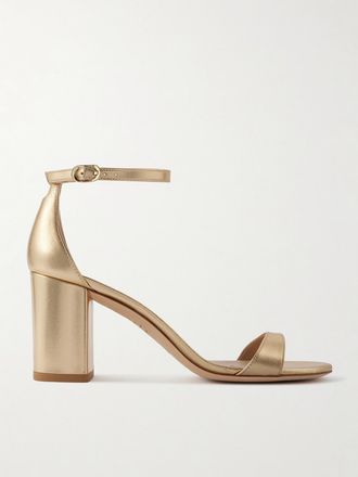Stuart Weitzman Sandali In Pelle Metallizzata Nudist Block - Oro