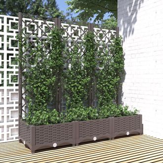 Berkfield Home Garden Planter with Trellis Brown 120x40x121.5 cm PP