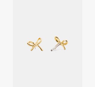 Kate Spade New York Womens Girlie Pearlie Mini Bow Stud Earrings in Yellow