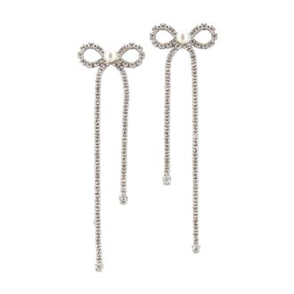 Self Portrait Crystal Bow Droplet Earrings - Dames - Oorbellen - Grijs - ONE Size - Accessoires