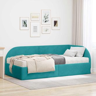vidaXL Vidaxl Struttura Letto Angolare Con Materasso 2 Pz Turchese