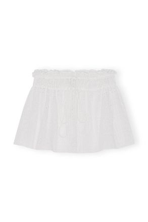 Ganni White Broderie Anglaise Mini Skirt - Size 32 Organic Cotton