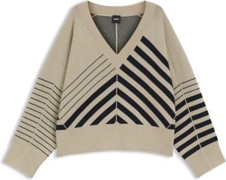 BOSS Block-stripe sweater in wool and cashmere