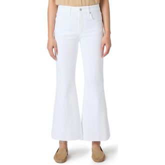Paige Marlow High Waist Raw Hem Ankle Skimmer Flare Jeans in Crisp White at Nordstrom, Size 24P