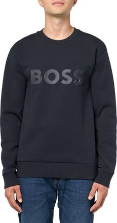 HUGO BOSS Mens Salbo Iconic Logo Crewneck Sweater, Blue