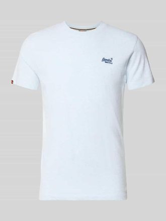 Superdry Regular Fit T-Shirt mit Logo-Stitching in Eisblau Melange, Gr&ouml;&szlig;e XXXL