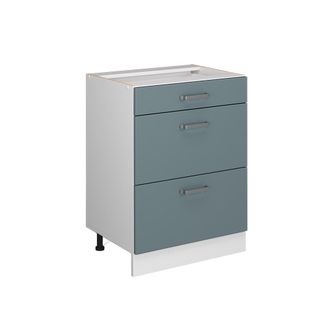 Vicco Mueble Bajo De Cocina R-line, Gris Azulado, 60 Cm Con Cajones, Sin Encimera