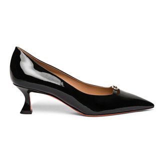 Santoni Patent Leder Pomp met Gesp - Dames - Schoenen - Zwart - Maat: 37 1/2 EU Leer