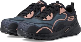 Skechers Womens Skechers Carbix 108139 Black Gold Composite Toe Work Shoes GAL2093