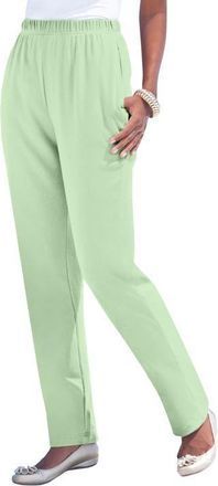 Roaman's Plus Size Soft Knit Relaxed Pull-On Straight Leg Pant in Green Mint at Nordstrom, Size 3X Tall