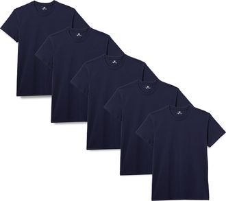 Lower East basic Mens T-Shirt with short sleeves, Pack of 5, Dark Blue, S