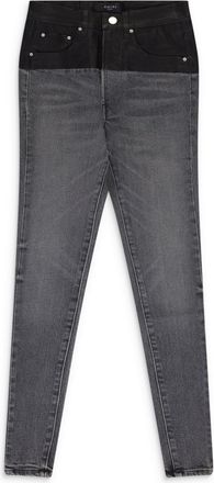 Amiri Grey Contrast Leather Skinny Jeans