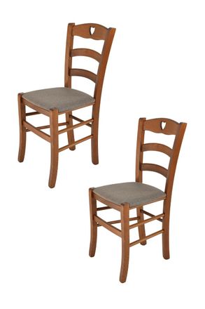 Tommychairs Tommychairs 2 Sillas Cuore En Haya Color Nuez Claro, Asiento Tela Corzo