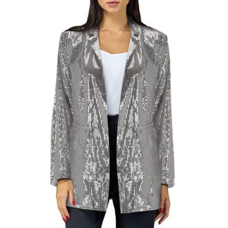 Generic Bolero Womens Festive Shiny Festive Jacket Modern Outfit Party Glitter Jacket Long Sequins Lightweight Long Blazer for Dress Elegant Festive Long Blaz