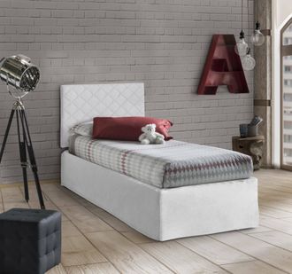 Talamo Italia Talamo Italia - Cama Individual Cleofe, Juego De Cabecero En Ecopiel Con Base Ortop&eacute;dica Y Cenefa, 100% Made In Italy, Adecuado Para Cama Individual, 
