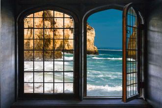 Queence Wandsticker »Fels im Meer« Wandsticker, Wandbild, selbstklebend, 3D, Fenster