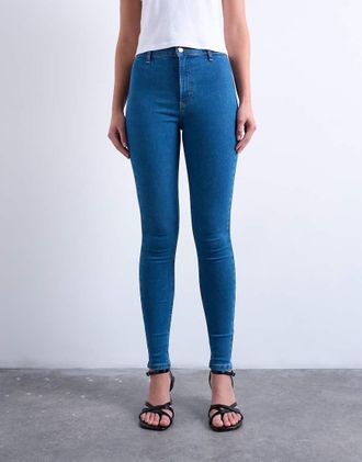 Topshop Joni - Jeans super skinny a vita alta blu vintage