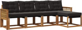 vidaXL Conjunto De Sof&aacute;s De Exterior 5 Uds. Natural Y Negro Vidaxl