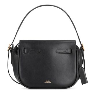 Polo Ralph Lauren Handbags, female, Black, Size: ONE SIZE Mini Leather Handbag with Logo Charm