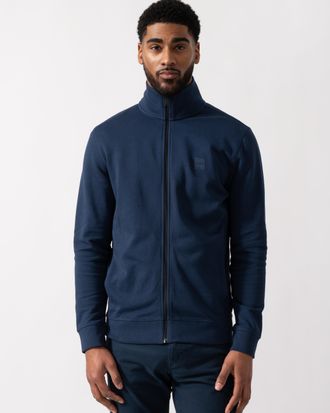 Boss Orange by Hugo Boss Mens Zestart Full Zip Sweatshirt in Dark Blue Cotton - Size X-Large