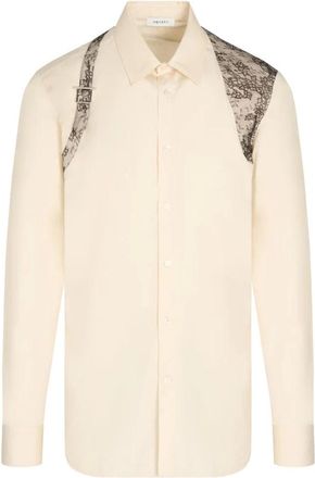 Alexander McQueen Casual Shirts, male, Beige, M, Lace Harness Shirt