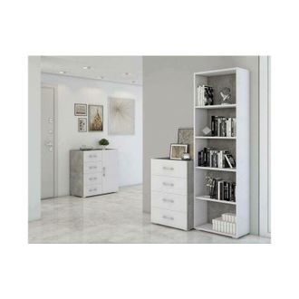 Dmora Dmora - Estante Para Libros Dedjoum, Biblioteca Con 4 Estantes Ajustables, Estante Para Libros, Unidad De Pared Con Estantes, 100% Made In Italy, 60x3