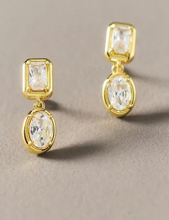 Shashi Bezel Crystal Drop Earrings