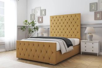 Comfort Beds Florida Plush Bed Frame - 50 Upholstered Headboard in Mustard | Size: Single