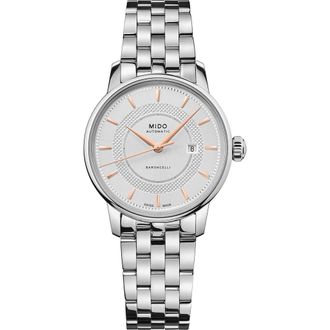 Mido Baroncelli Signature Automatic Bracelet Watch, 30mm in Silver/White at Nordstrom