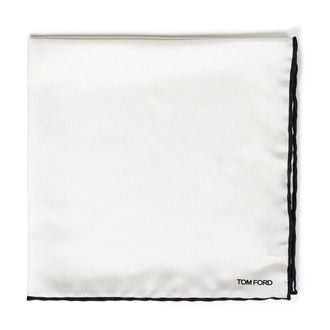 Tom Ford Pocket Scarves, male, White, Size: ONE SIZE White Handkerchief Elegant Black Border