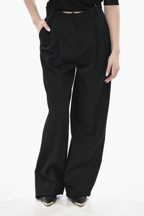 Saint Laurent Pantaloni in Gabardina di Lana a 2 Pinces Saint Laurent