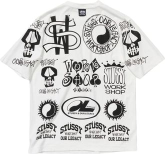 St&uuml;ssy Tops, Heren, Wit, M, Katoen, Work Shop Tee