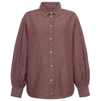 Knowledge Cotton Apparel Fisbone Flanel Bluse f&uuml;r Damen | braun