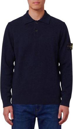 Stone Island Navy Blue Full Sleeves Polo