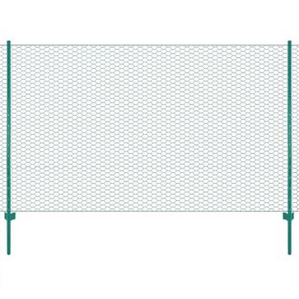 Berkfield Home Wire Mesh Fence with Posts Steel 25x2 m Green