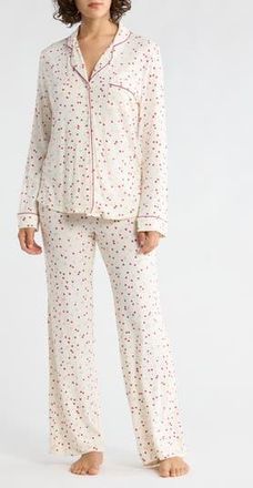 Nordstrom Rack Tranquility Long Sleeve Shirt & Pants Pajamas in Ivory- Red Scattered Hearts at Nordstrom Rack, Size X-Large