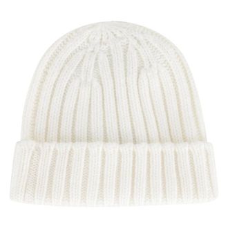 Aspesi Beanies, male, White, Size: ONE SIZE Ribbed Wool Beanie