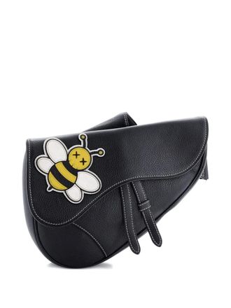 Dior KAWS Saddle Leather with Applique crossbody bag - Zwart