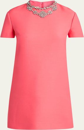 Valentino Garavani Crystal Embroidered Wool-Silk Mini Dress
