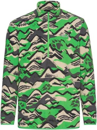Jack Wolfskin Paw Era 100 Print Halfzip Fleecepullover f&uuml;r Herren | gr&uuml;n